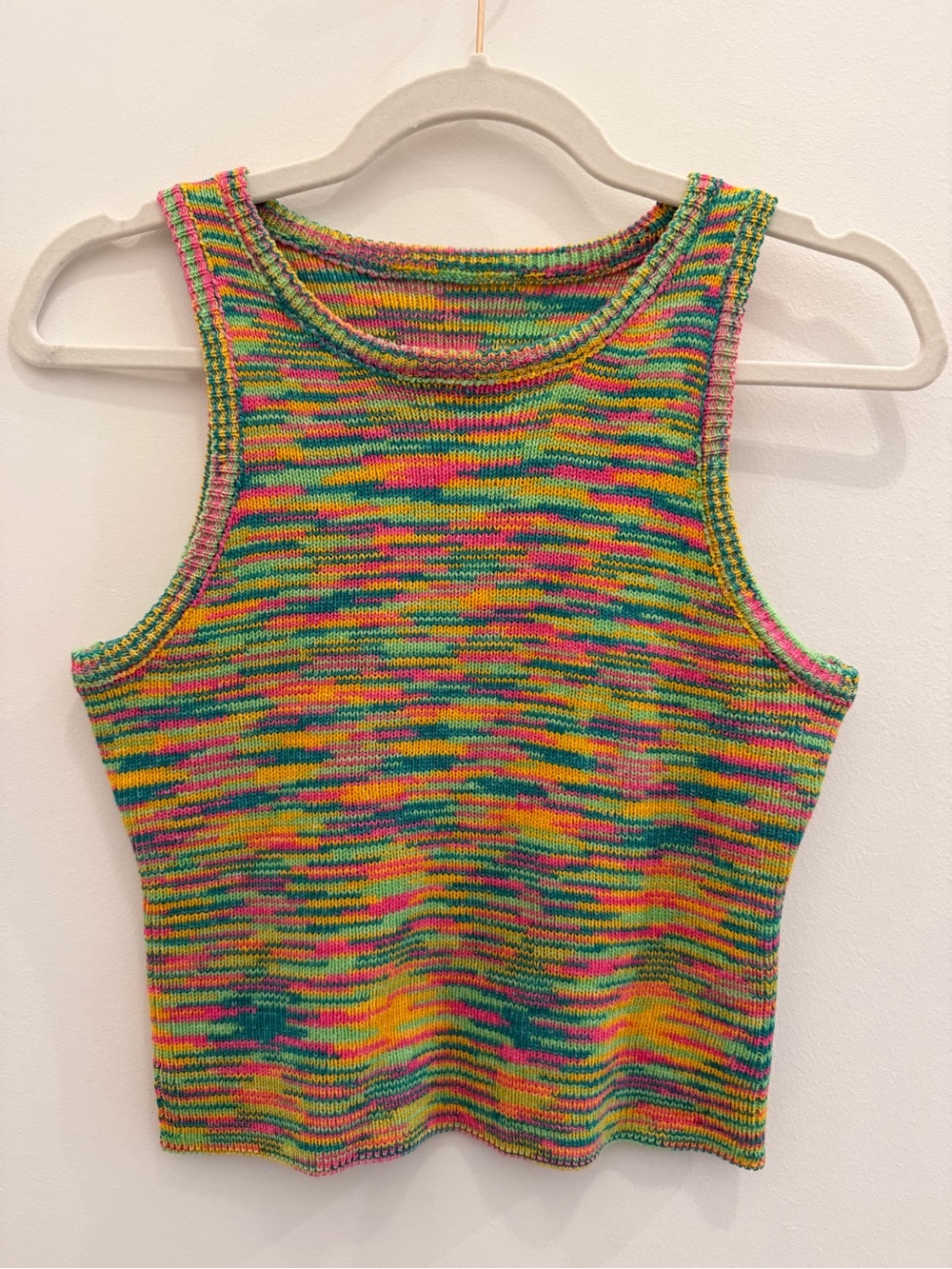 Multicolor Knit Tank Top - Neon Rainbow